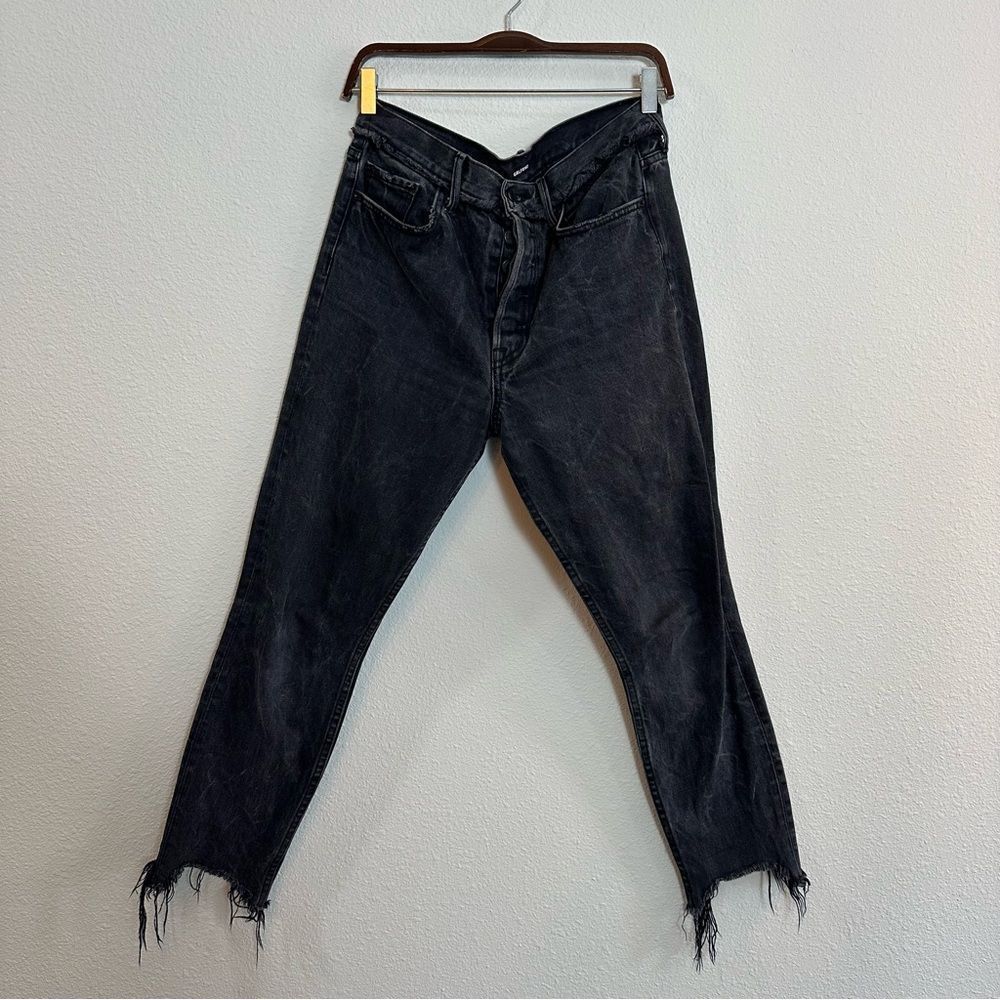 GRLFRND Karolina High-Rise Chewed Hem Jean in Excuse My French 170